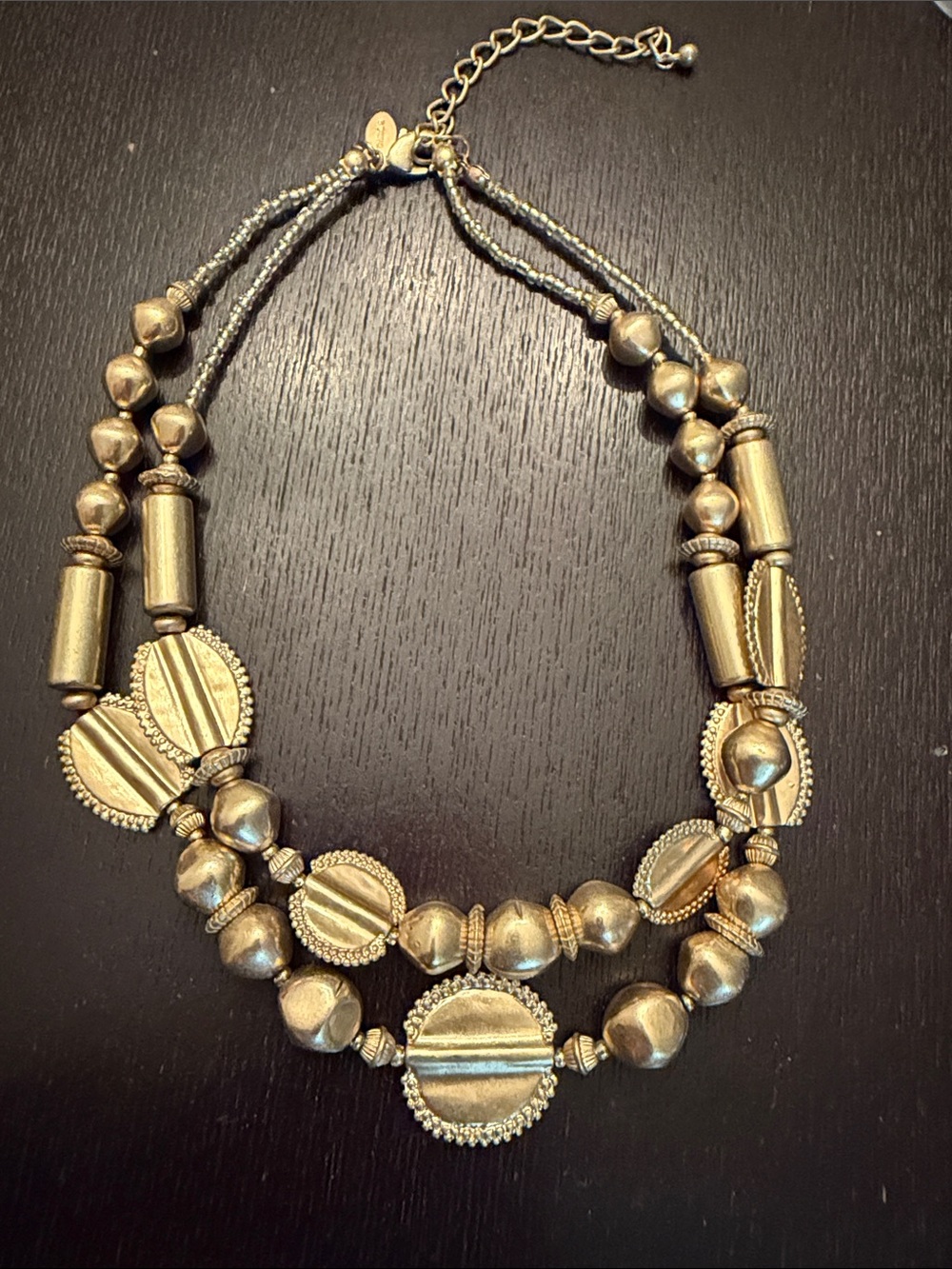 Chico's Gold-Tone Layered Beaded Necklace